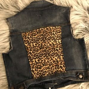 Custom Made Leopard Denim Vest